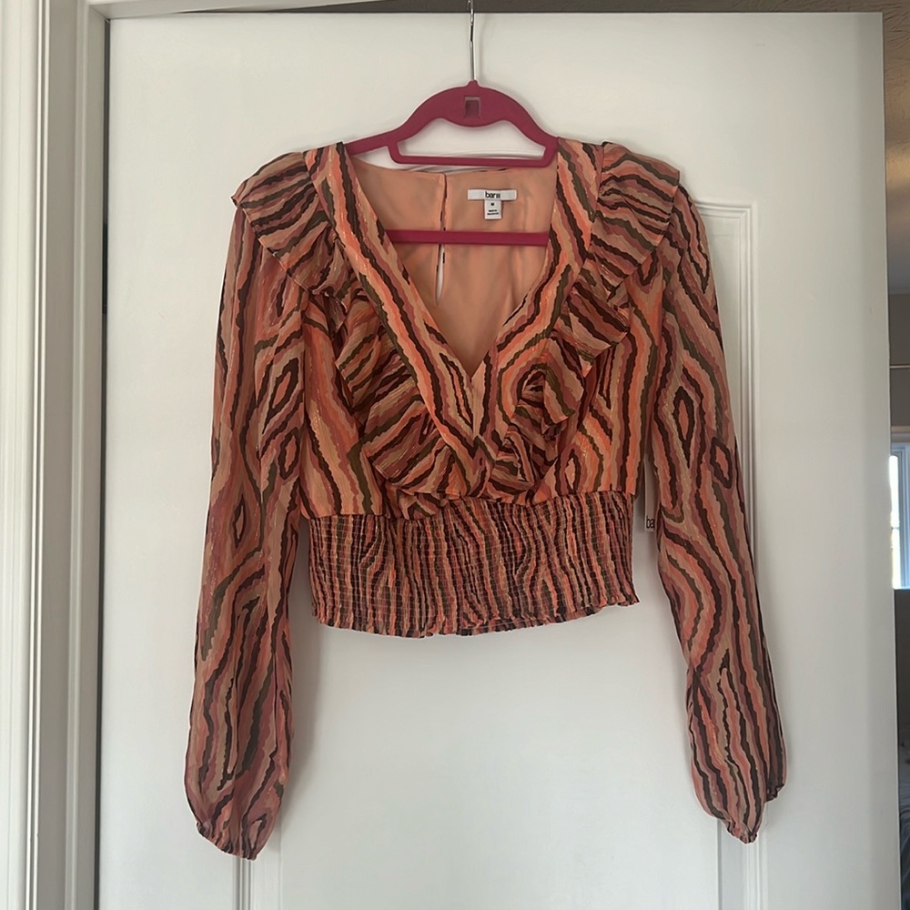 Pink ruffle long sleeve top